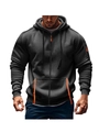 Herren-Kapuzenjacke in Dunkelgrau mit orangen Kontrast-Reißverschlüssen und Sportpassform - M / Dunkelgrau