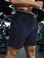 Men's dark blue quick-dry athletic shorts featuring a drawstring waist and zipper pocket - S / Navy Blue