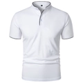 Polo homme blanc coupe ajustée avec bordures noires contrastées sur le col et les manches - S / Blanc