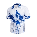 Men's short sleeve Hawaiian shirt in white with blue tropical coconut tree prints - S / Blue Coconut Print (CS08)