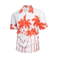 Men's summer short sleeve shirt with orange coconut tree print on white background - S / Orange Coconut Print (CS08)