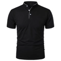Polo noir ajusté pour homme avec liseré blanc contrasté et col officier élégant - S / Noir