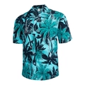 Blue tropical coconut palm print short sleeve Hawaiian shirt for men in XL size - S / Coconut Tree Teal