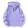 Lavender oversized zip-up hoodie with dropped shoulders and ribbed cuffs in soft cotton - M / Light Purple