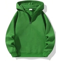 Grass green oversized quarter-zip hoodie with dropped shoulders and ribbed cuffs - M / Green
