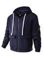 Men's dark blue zip-up hoodie with tactical cargo pockets and orange zipper detail - M / Navy Blue