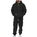 Détails du survêtement en polaire noire avec accents néon et poches cargo de style - S / Haut Et Bas / Noir