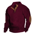 Burgunderroter Herrenstrickpullover mit Zopfmuster und braunen Ellenbogen-Patches aus Wildleder - S / Burgunderrot
