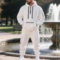 Survêtement homme blanc épais doublé polaire avec capuche et pantalon cargo à poches - M / Blanc