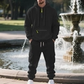 Survêtement d'hiver épais noir pour homme avec poches multiples et détails zippés néon - M / Noir