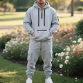 Survêtement homme en polaire gris clair avec fermetures orange et poches cargo larges - M / Haut Et Bas / Gris clair