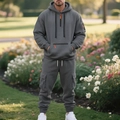 Survêtement homme gris foncé en polaire avec sweat à capuche demi-zip et pantalon cargo - M / Haut Et Bas / Gris foncé