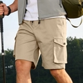 Short cargo kaki pour homme avec taille élastique à cordon et grandes poches latérales - Khaki