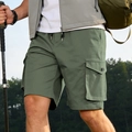 Short cargo extérieur pour homme en vert armée avec poches multiples et taille à cordon - Vert Militaire