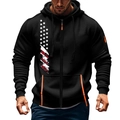 Felpa con cappuccio nera da uomo con grafica a stelle e strisce e dettagli zip arancioni - Taglia M / Bandiera Stellata Astratta Nera