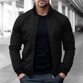 Mens lightweight slim fit bomber jacket with ribbed collar and zip closure in black - S / Black