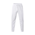 Détail du jogging blanc en coton avec taille élastique à cordon et couture verticale - Blanc