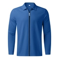 Veste polo en maille gaufrée bleu marine pour homme avec fermeture éclair et col polo - M / Hauts / Bleu saphir