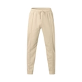 Détail du jogging beige clair pour hommes avec pli vertical et taille à cordon serrage - Abricot