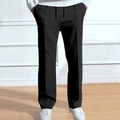 Detail of black sports trousers with vertical pleat stitching and adjustable drawstring waist - XXL(XXXL) / Black