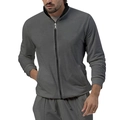 Minimalistischer grauer Trainingsanzug für Herren mit Fleece-Jacke und Kordelzug-Hose - S / Dunkelgrau