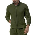 Minimalistischer Herren-Trainingsanzug in Dunkelolivgrün mit Reißverschlussjacke und Jogginghose - S / Armeegrün