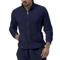 Minimalistische marineblaue Trainingsjacke für Herren mit Stehkragen und Rippbündchen - S / Oberteil Und Unterteil / Marineblau