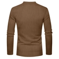 Rear view of brown long-sleeve ribbed corduroy shirt with baseball collar for men - Brown