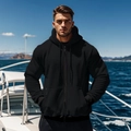 Heren slim fit zwarte hoodie met rits en trekkoord voor de herfst en wintercollectie - S / Tops / Zwart
