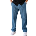 Detail of men's casual blue pants featuring elastic drawstring waist and sharp front creases - XXL(XXXL) / Denim Blue
