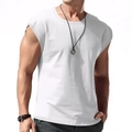 T-shirt sans manches blanc décontracté pour hommes, coupe ample pour été et sport - M / Blanc