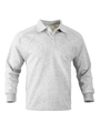 Detailaufnahme des grauen Langarm-Poloshirts mit Raglanärmeln und Knopfleiste am Kragen - S / Hellgrau