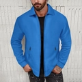 Veste homme bleu roi en maille gaufrée avec col rabattu et fermeture éclair pour style décontracté - Bleu saphir