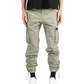Détail du pantalon cargo kaki avec poches latérales et ourlets à cordon stylés - Abricot