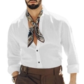 Chemise homme en coton blanc à manches longues avec écharpe et pantalon habillé - S / Hauts / Blanc
