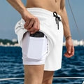 2-in-1 Herren-Sportshorts in Weiß mit praktischer Handytasche am Innenfutter - S / Weiß