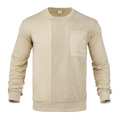Beigefarbenes Herren-Sweatshirt mit Cord-Einsätzen und einer vorderen Brusttasche - S / Khaki