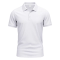 Detail of white breathable polo shirt with three-button collar and size XXL inner tag - S / Tops / White
