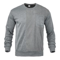 Graues Herren-Sweatshirt mit Rundhalsausschnitt, Cord-Patchwork und einer Brusttasche - S / Grau