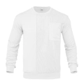 Weißes Herren-Sweatshirt mit Rundhalsausschnitt, Cord-Patchwork und Brusttaschen-Detail - S / Weiß