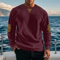 Sudadera de pana para hombre en color granate con parches marrones en los codos - XL / Burdeos