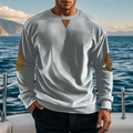 Sudadera de hombre en pana gris claro con parches en los codos y detalle fino - XL / Gris