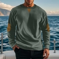 Sudadera de pana verde salvia para hombre con coderas marrones en la cubierta de un yate - XL / Verde