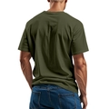Vista posteriore di una t-shirt da uomo in cotone verde militare con vestibilità comoda - S / Verde Militare