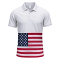 Détail d'un polo blanc montrant le tissu en maille respirante et le motif drapeau US - S / Hauts / Blanc