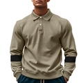 Herren Polo-Sweatshirt in Khaki mit schwarzen Ärmelstreifen und klassischem Umlegekragen - S / Khaki