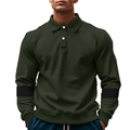 Men's dark green polo sweatshirt with black sleeve patches and ribbed cuffs - S / Army Green