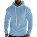 Men's light blue polar fleece hoodie featuring matching drawstrings and ribbed cuffs - S / Light Blue
