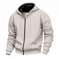 Sudadera con capucha y cremallera gris claro para hombre con forro negro y bolsillos - S / Tops / Gris claro