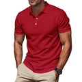 Klassisches rotes Herren-Poloshirt mit kurzen Ärmeln, weißen Knöpfen und sauberem Polokragen - S / Rot